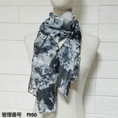 大判ストール 花柄 モノトーン シフォン 薄手 韓国 上品 日焼け対策 春夏