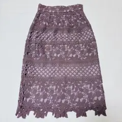 【プロポーションボディドレッシング】花柄レーススカート くすみピンク