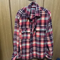 ZARA 赤紫 チェック柄 ネルシャツ M