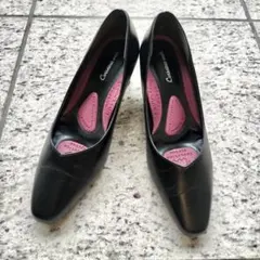 ✨美品✨ ラクナ スクエアトゥ 整体パンプス レザー ブラック RAKUNAのサムネイル