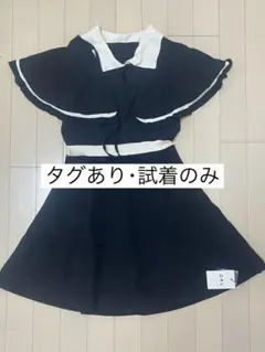 GRL ケープ付きバイカラーニットフレアミニワンピース サイズM