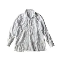 ユニクロ プレミアムリネン100% スキッパー シャツ M ホワイト 長袖