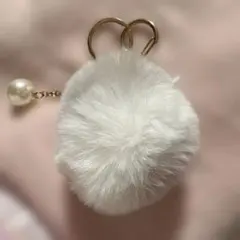 ファーチャーム キーホルダー パール付き