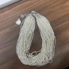 パールビーズ 多重ネックレス 淡水パールチャーム付き