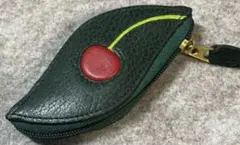 本革 レザー コインケース 小銭入れ リーフ型 グリーン