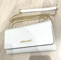 【新品】ウォレットショルダー　チェーンショルダー　財布　白　牛革　定価12000