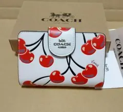 【オープン価格】COACH チェリー柄 二つ折り財布