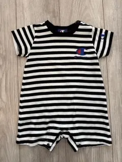 Champion ストライプ 半袖ロンパース 70
