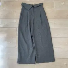 グレー ワイドパンツ タック入り　セットアップ可能