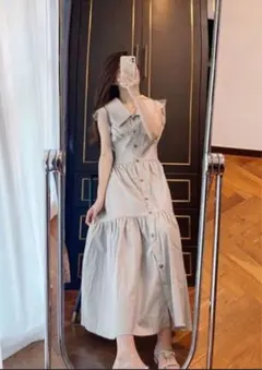 SNIDEL ノースリーブ ティアードワンピース ライトグレー サイズ1