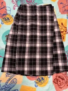 チェック柄巻きスカート風