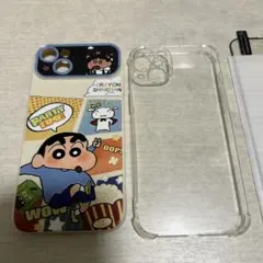 クレヨンしんちゃん iphone15Plus 2点ケース＋保護フィルム＋リング