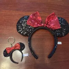 ミニーマウス風カチューシャ・キーホルダーセット