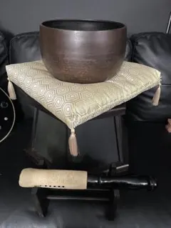 直径22.5cm】 おりん 仏具 りん棒付 座布団 台座 創価学会 仏壇小物 
