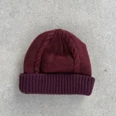 【美品】ニット帽 ビーニー ワインレッド
