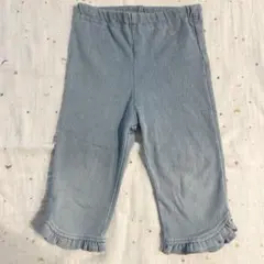 petitmain プティマイン 裾フリルパンツ 冷感 デニム パンツ 110