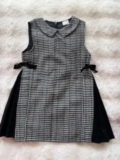 petit main プティマイン 千鳥格子柄 ワンピース90 リボン プリーツ