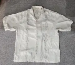 90s Tommy Bahama アイボリー 刺繍 キューバシャツ シルク100のサムネイル