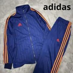 adidas ジャージ上下セット 万国旗タグ　刺繍ロゴ ネイビー