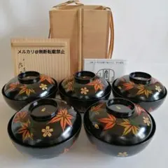 レア品/未使用》象彦 天然木 漆ぬり 曇錦 蓋付き汁椀×5客セット - メルカリ
