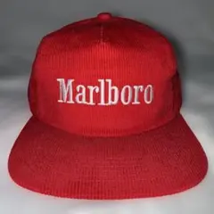 r*0様 Marlboro コーデュロイ キャップ 赤 白ロゴ スナップバック
