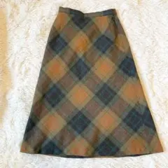 Burberry Wool Check A-Line Long Skirt XLのサムネイル