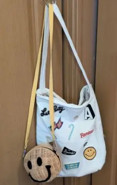 niko and... スマイルカゴバッグ 　アコモデスマイル　ニコちゃんバッグ