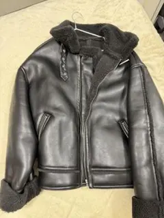 JEANASIS ブラック ムートンコート