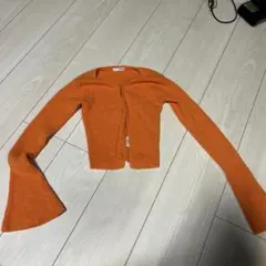 GYDA オレンジ リブ編みカーディガン