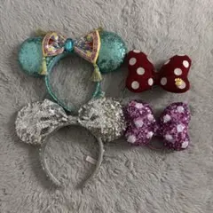 ディズニー Disney カチューシャ ミニーヘアゴム セット