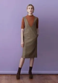 美品✨GUグレンチェックジャンパースカート