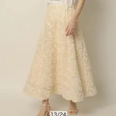 カデュネ フレアスカート リーフ柄 25ss ロングスカート CADUNE M
