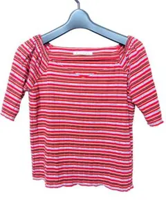 MAJESTIC LEGON 半袖スクエアトップス　赤 オフショルダー