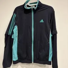 【adidas 】アディダス ジャージ ジャケット 黒 水色 0/XG
