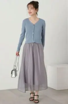 N. Natural Beauty Basic リブカーディガンスカートセット