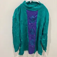 レア✨️Graff 【S】ターコイズ パープル 長袖セーター ニット 派手