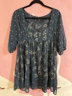 ZARA TRF ボーホーフローラルチュニックワンピース グリーン