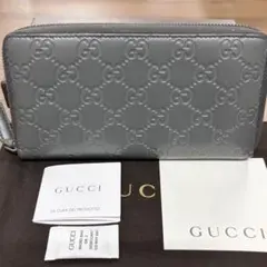 新品同様‼️ グッチ　GUCCI 財布　長財布　シマレザー　ラウンドファスナー