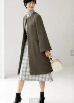 【美品‼️】グレージュ　ロングコート フレアスリーブ