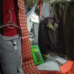 着丈161裄丈64単着物～冬ジャケット～帯締め～半幅帯～ニット～綿パンツ～入浴剤のサムネイル