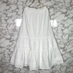 美品　THE SHOP TK　（S）　ロングティアードスカート　ウエストゴム　白