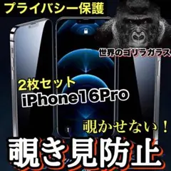 お得な2枚セット！【iPhone 16Pro】覗き見防止ガラスフィルム