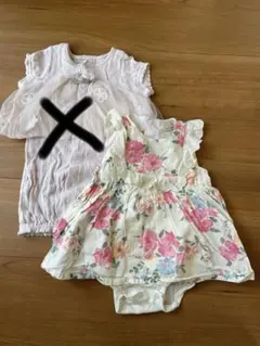 プティマイン2点　お花チュール2WAYオール 50〜70cm 花柄ドレス