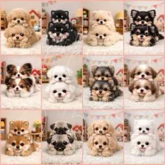 新柄‼️犬柄　12枚パネル生地　親子わんこ
