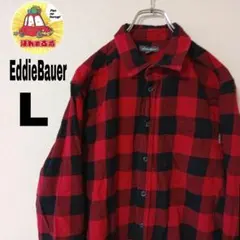 USA古着 EddieBauer ネルシャツ　L ブラック　レッド　チェックのサムネイル