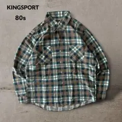 KINGSPORTキングスポーツ80s プリントライトネルシャツチェック長袖古着