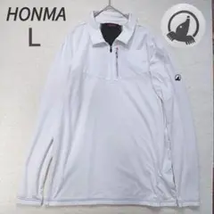 本間ゴルフ ハーフジップ長袖シャツ L ホワイト 白　HONMA