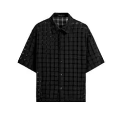 ZARA 新品未使用品シアー　ブラック　半袖シャツ Lサイズ