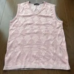 ピンク ダイヤモンド柄 Vネックベスト