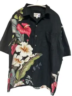 ⭐️ヴィンテージ古着ハワイ購入　IOLANI アロハシャツ ブラック Mサイズのサムネイル